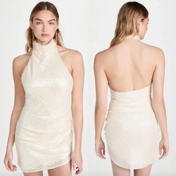 Amanda Uprichard samba sequin mini dress ivory - Picture 1 of 4